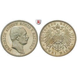 Deutsches Kaiserreich, Sachsen, Friedrich August III., 2 Mark 1911, E, PP, J. 134