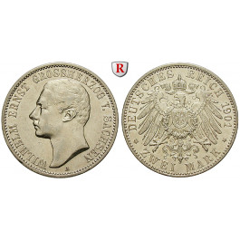 Deutsches Kaiserreich, Sachsen-Weimar-Eisenach, Wilhelm Ernst, 2 Mark 1901, Zum Regierungsantritt, A, ss+, J. 157