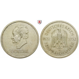 Weimarer Republik, 5 Reichsmark 1932, Goethe, E, f.vz, J. 351