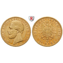 Deutsches Kaiserreich, Braunschweig, Wilhelm, 20 Mark 1875, A, ss+/f.vz, J. 203