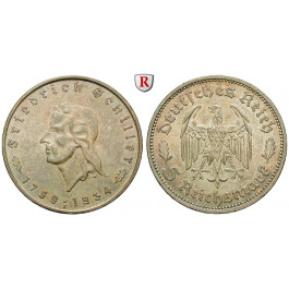 Drittes Reich, 5 Reichsmark 1934, Schiller, F, f.st/st, J. 359