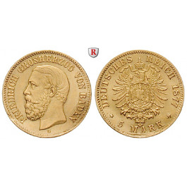 Deutsches Kaiserreich, Baden, Friedrich I., 5 Mark 1877, G, ss, J. 185