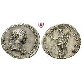 Römische Kaiserzeit, Traianus, Denar 114-117, ss-vz