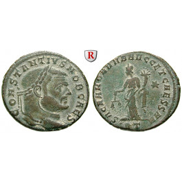 Römische Kaiserzeit, Constantius I., Caesar, Follis 304-305, ss+