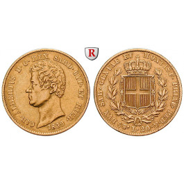 Italien, Königreich Sardinien, Carlo Alberto, 20 Lire 1839, 5,81 g fein, ss