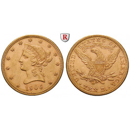 USA, 10 Dollars 1906, 15,05 g fein, ss-vz