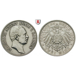 Deutsches Kaiserreich, Sachsen, Friedrich August III., 2 Mark 1914, E, vz/st, J. 134