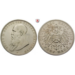Deutsches Kaiserreich, Sachsen-Meiningen, Georg II., 5 Mark 1908, kurzer Bart, D, ss+/f.vz, J. 153b