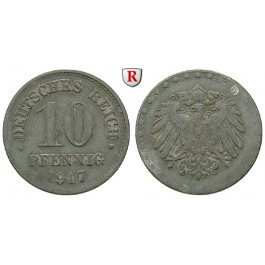 Erster Weltkrieg, 10 Pfennig 1917, ss/f.ss, J. 298Z