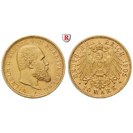 Deutsches Kaiserreich, Württemberg, Wilhelm II., 10 Mark 1905, F, vz, J. 295