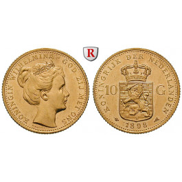 Niederlande, Königreich, Wilhelmina I., 10 Gulden 1898, 6,06 g fein, vz-st