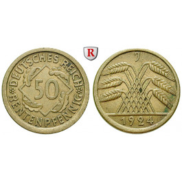 Weimarer Republik, 50 Rentenpfennig 1924, J, ss, J. 310
