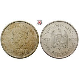 Weimarer Republik, 3 Reichsmark 1932, Goethe, A, vz/vz-st, J. 350