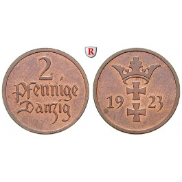 Nebengebiete, Danzig, 2 Pfennige 1923, A, st, J. D3