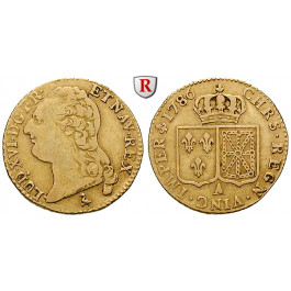Frankreich, Louis XVI., Louis d´or au buste nu 1786, 6,89 g fein, ss