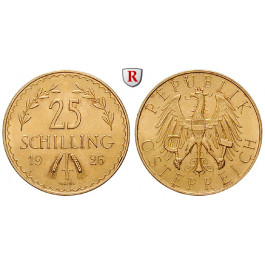 Österreich, 1. Republik, 25 Schilling 1926, 5,29 g fein, vz/vz-st
