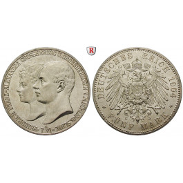 Deutsches Kaiserreich, Mecklenburg-Schwerin, Friedrich Franz IV., 5 Mark 1904, Hochzeit, A, f.st, J. 87
