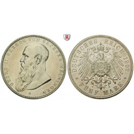 Deutsches Kaiserreich, Sachsen-Meiningen, Georg II., 5 Mark 1902, kurzer Bart, D, f.vz/vz, J. 153b