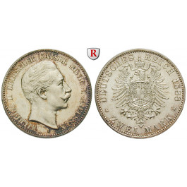 Deutsches Kaiserreich, Preussen, Wilhelm II., 2 Mark 1888, A, f.st/st, J. 100