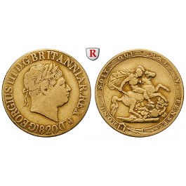 Grossbritannien, George III., Sovereign 1820, 7,32 g fein, ss