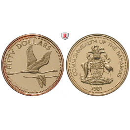 Bahamas, Elizabeth II., 50 Dollars 1981, 1,34 g fein, PP