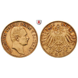 Deutsches Kaiserreich, Sachsen, Friedrich August III., 10 Mark 1906, E, ss+, J. 267