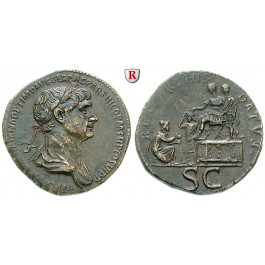 Römische Kaiserzeit, Traianus, Sesterz 114-117, ss-vz