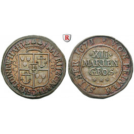 Bentheim-Tecklenburg-Rheda, Grafschaft, Moritz, 12 Mariengroschen 1671, vz