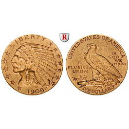 USA, 5 Dollars 1908, 7,52 g fein, f.ss