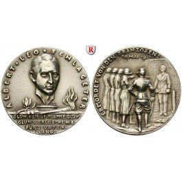 Personenmedaillen, Schlageter, Albert Leo - Deutscher Freikorpskämpfer, Silbermedaille o.J. (1905), vz