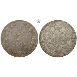 Polen, Nikolaus I. von Russland, 10 Zlotych - 1 1/2 Rubel 1837, ss