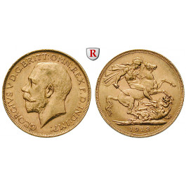 Australien, George V., Sovereign 1913, 7,32 g fein, vz