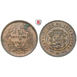 Luxemburg, Willem III. der Niederlande, 5 Centimes 1870, vz