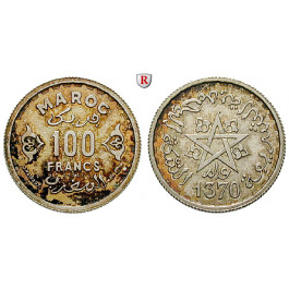 Marokko, Mohammed ben Yussuf, 100 Francs 1950/51 (1370 AH), st