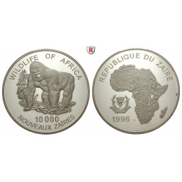Zaire, 10000 Nouveaux Zaires 1996, 999,0 g fein, PP