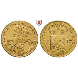 Niederlande, Groningen, 7 Gulden (1/2 Goldener Reiter) 1761, vz