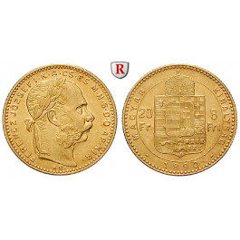 Ungarn, Franz Joseph I., 8 Forint 1890, 5,81 g fein, vz