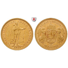 Ungarn, Franz Joseph I., 10 Korona 1905, 3,05 g fein, ss-vz