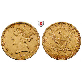 USA, 5 Dollars 1907, 7,52 g fein, f.vz