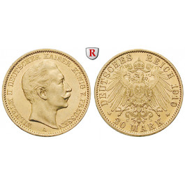 Deutsches Kaiserreich, Preussen, Wilhelm II., 20 Mark 1910, A, vz/vz-st, J. 252