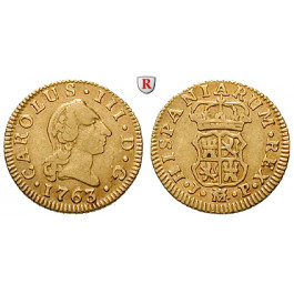 Spanien, Carlos III., 1/2 Escudo 1763, ss