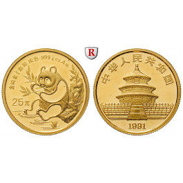 China, Volksrepublik, 25 Yuan 1991, 7,78 g fein, st