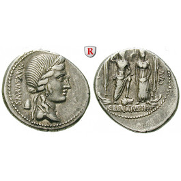 Römische Republik, Cn. Egnatius Maxsumus, Denar 75 v.Chr., ss-vz