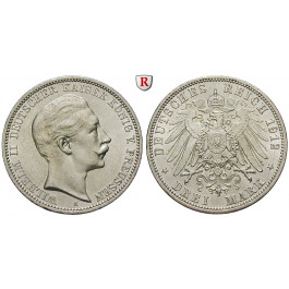Deutsches Kaiserreich, Preussen, Wilhelm II., 3 Mark 1912, A, vz-st, J. 103
