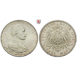Deutsches Kaiserreich, Preussen, Wilhelm II., 3 Mark 1913, Regierungsjubiläum, A, vz/vz-st, J. 112