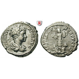 Römische Kaiserzeit, Caracalla, Denar 202 n.Chr., ss