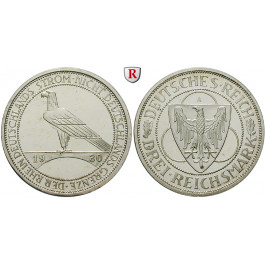 Weimarer Republik, 3 Reichsmark 1930, Rheinlandräumung, A, PP, J. 345