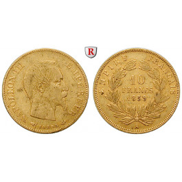 Frankreich, Napoleon III., 10 Francs 1859, 2,9 g fein, ss