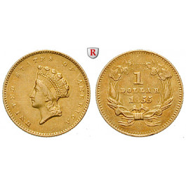 USA, Dollar 1855, 1,5 g fein, ss+