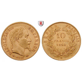 Frankreich, Napoleon III., 10 Francs 1864, 2,9 g fein, ss-vz